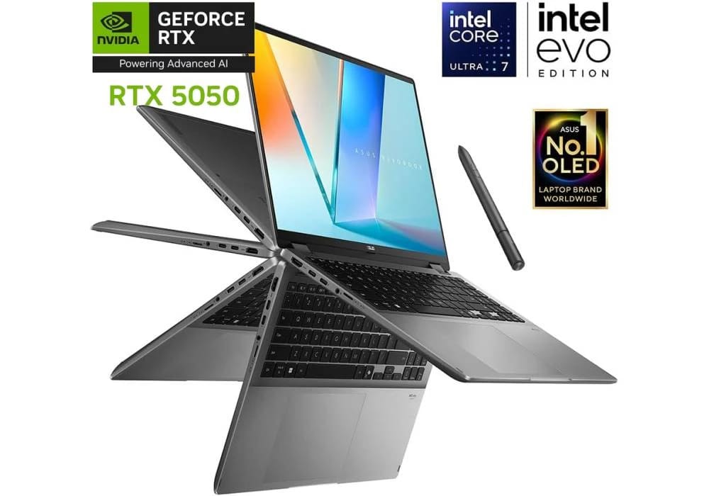Laptop ASUS Vivobook 16 Flip (TP3607SH) - Intel Core Ultra 7, RTX 5050, 16GB RAM, 1TB SSD, 16" OLED Touch