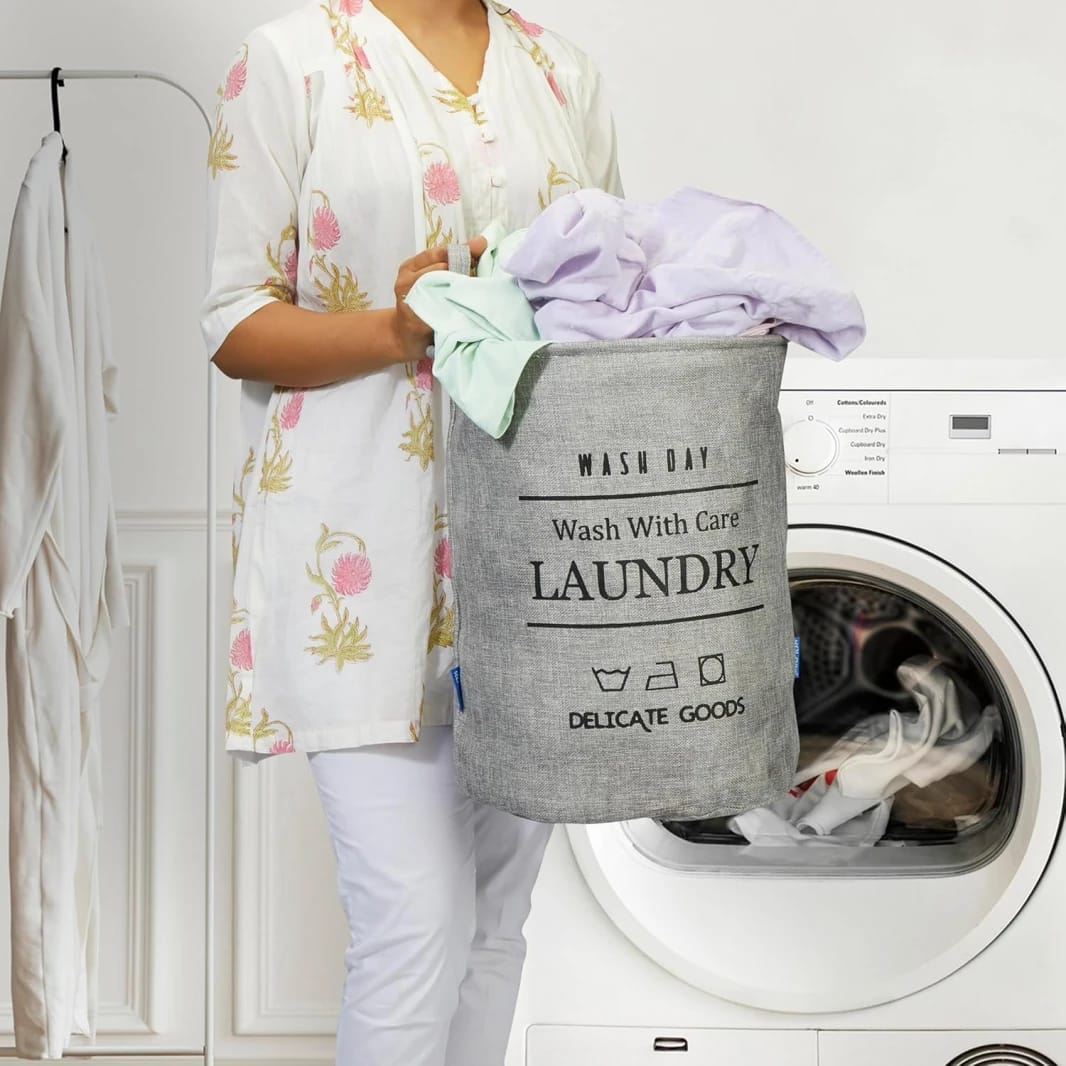 Gray Foldable Laundry Basket