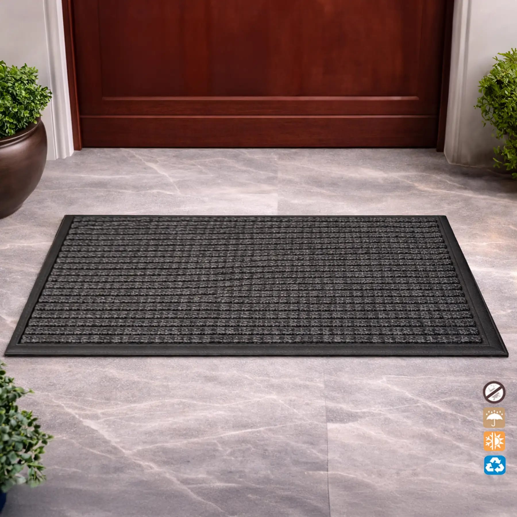 ممشى باب خارجي - قاعدة مطاطية مقاومة للانزلاق 60×90 سم
