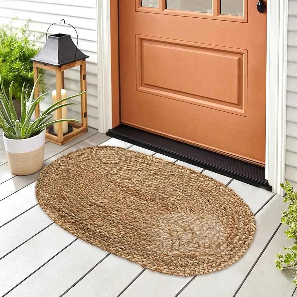 Oval Bohemian Natural Jute Braided Rug