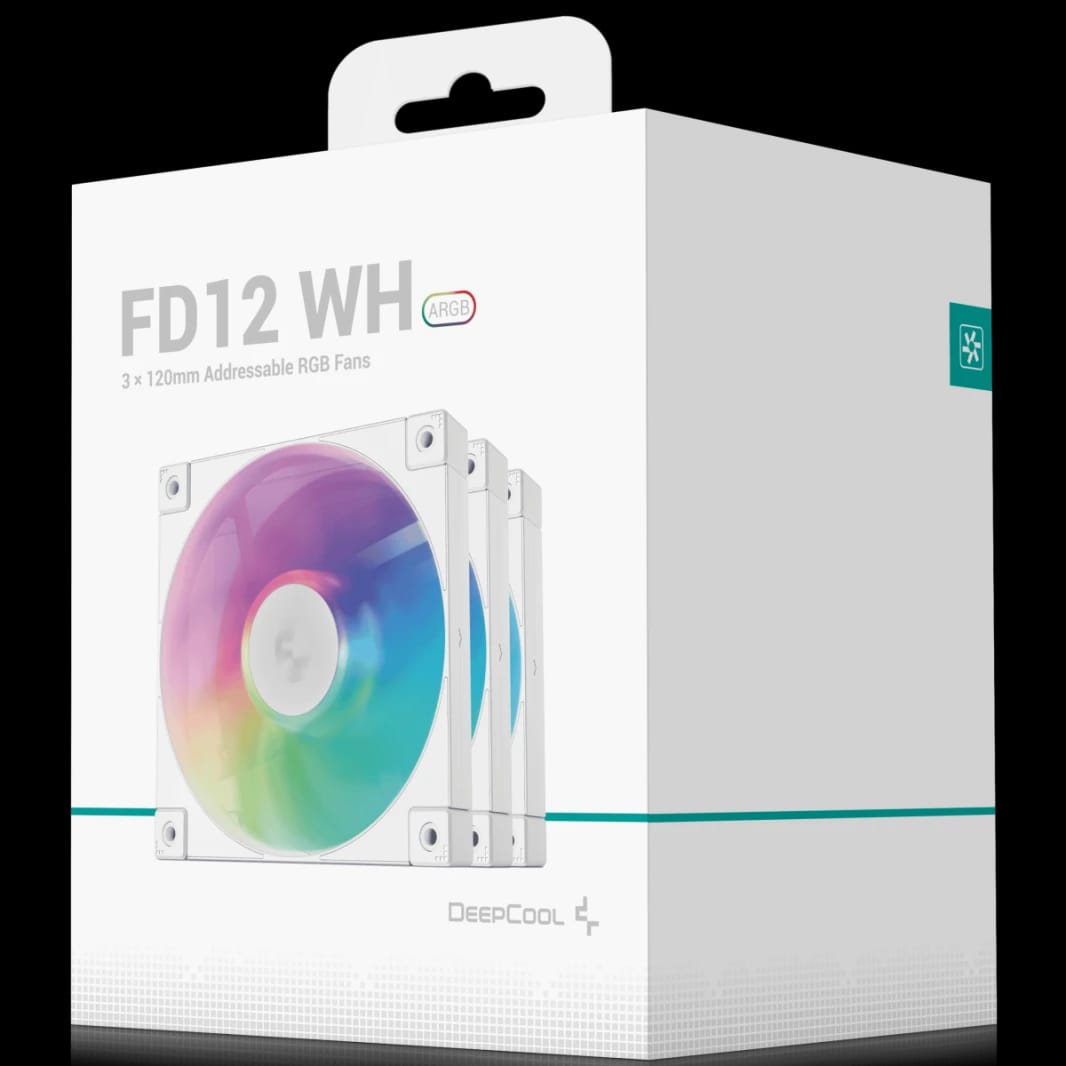 DeepCool FD12 ARGB 120mm Fan, Pack of 3, White