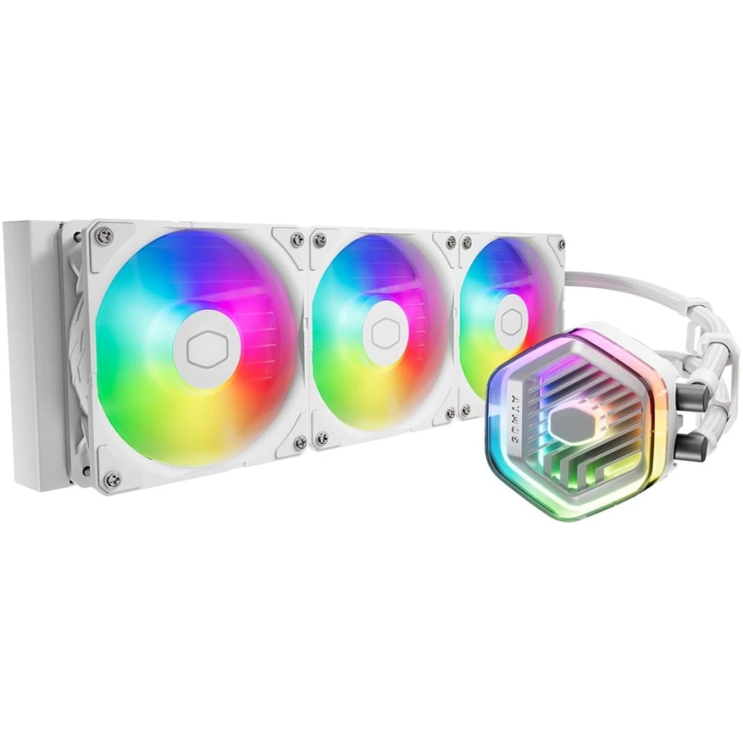 Cooler Master MASTERLIQUID 360 ATMOS (White) ARGB High-Performance AIO CPU Liquid Cooler