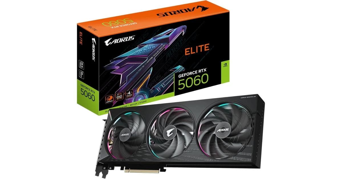 كارت شاشة جيجابايت أوروس جيفورس RTX 5060 إيليت 8 جيجابايت GDDR7