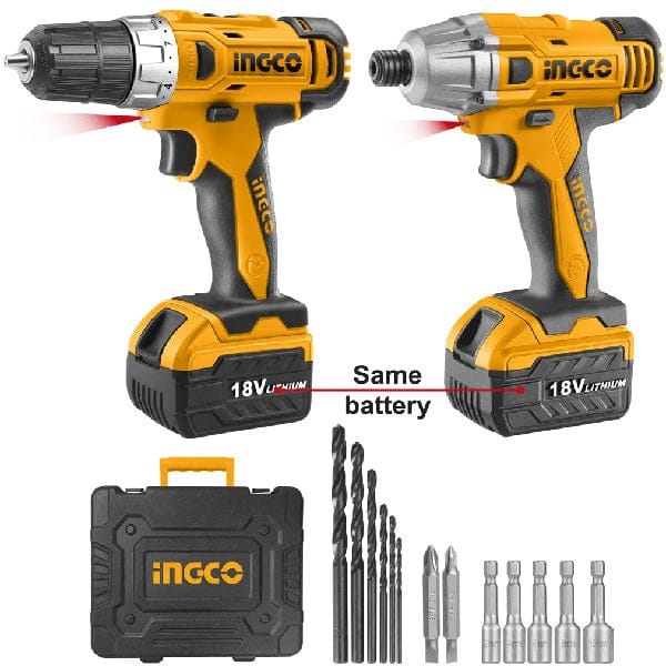 Ingco 18V Cordless Drill Driver Kit with Drill (CKLI18021)