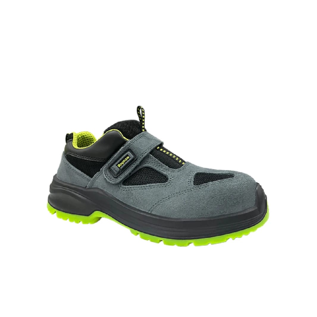 Suede Low-Cut Safety Shoe with Green Sole