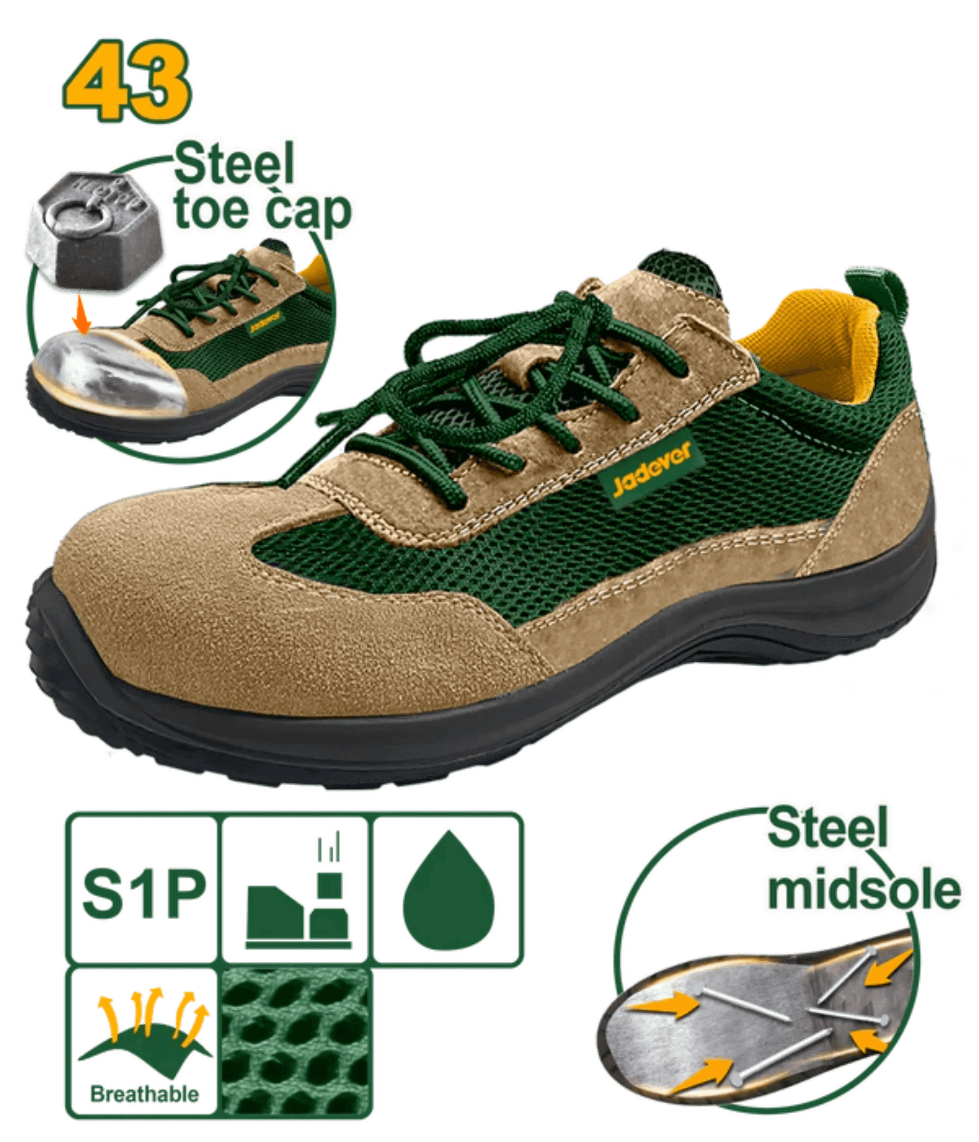 Gadifer Suede Short Ankle Safety Shoes Size 43 Durable Protection JDSB5543