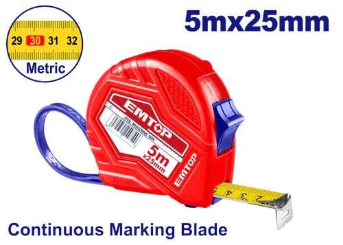 EMTOP Measuring Tape 5m x 25mm EMTOP EMTP15202