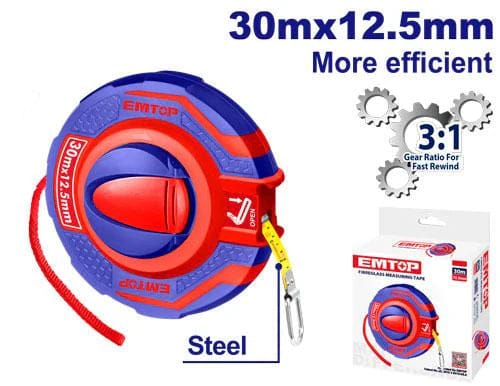 30m Steel Measuring Tape EMTOP EMTP63001