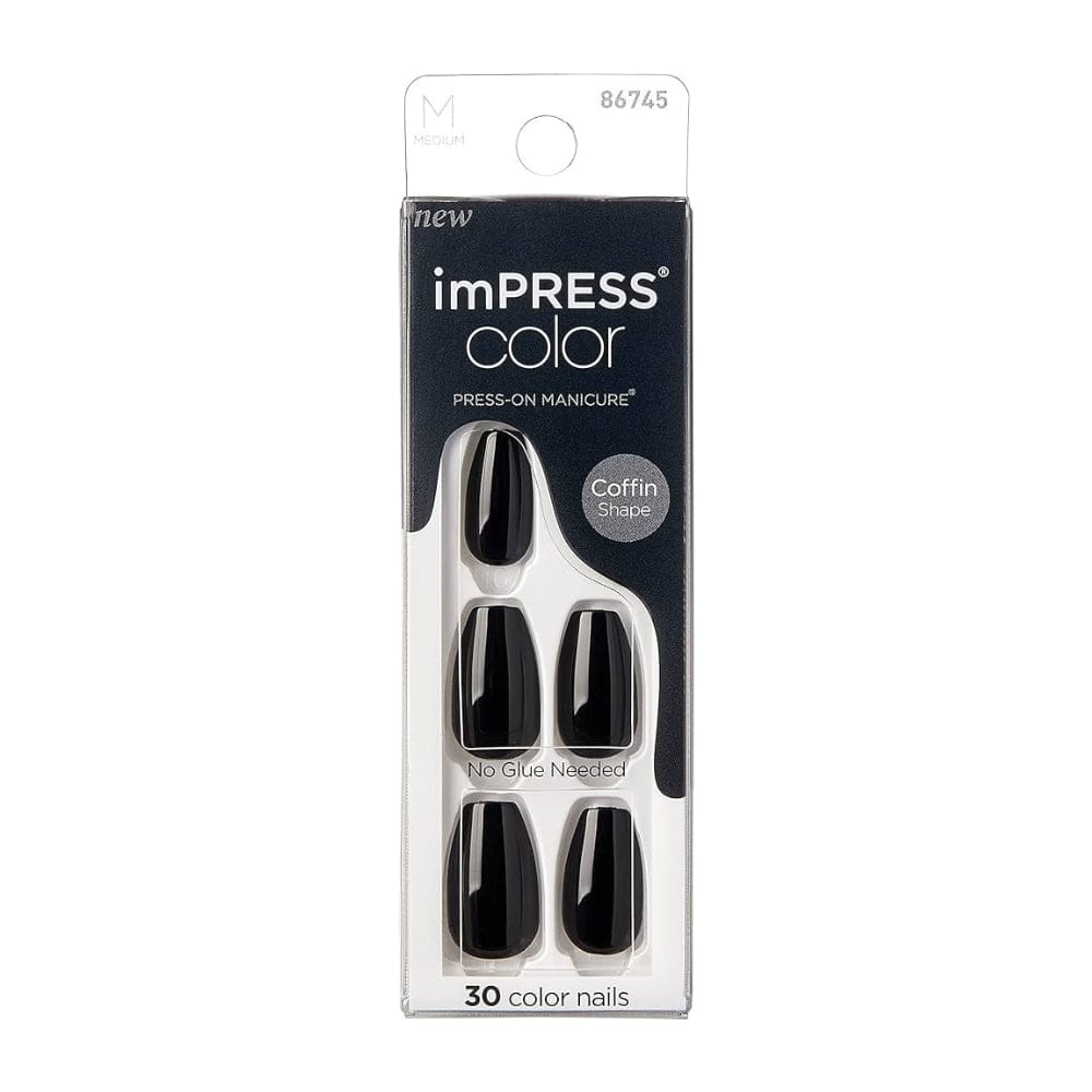 Kiss imPRESS أظافر لاصقة سوداء بالكامل