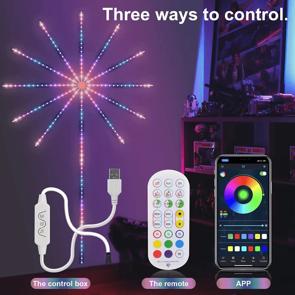 Firework LED Strip Lights Music Sync Bluetooth with Remote
