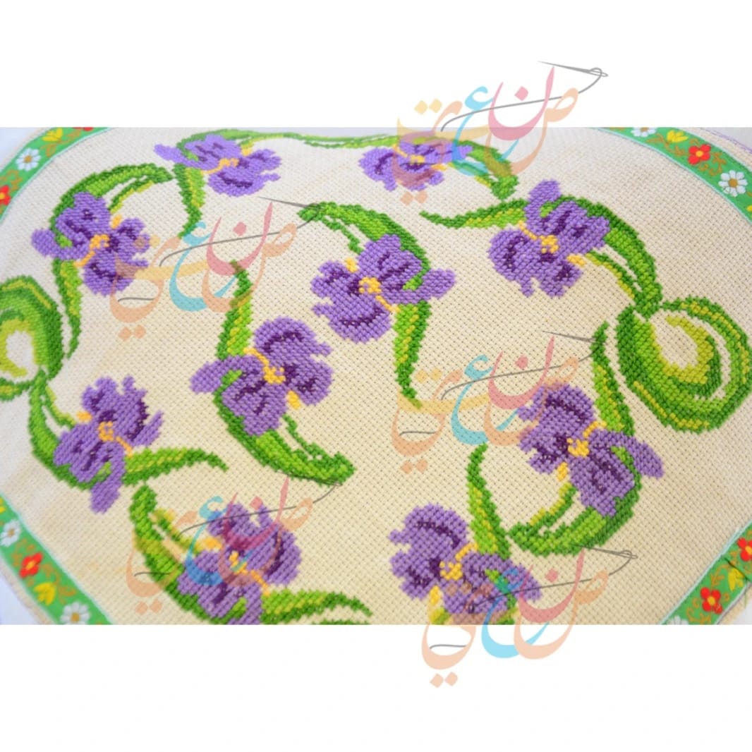 Embroidered Cushion Cover Pillow Cases for Sofa Chair - Purple & Green