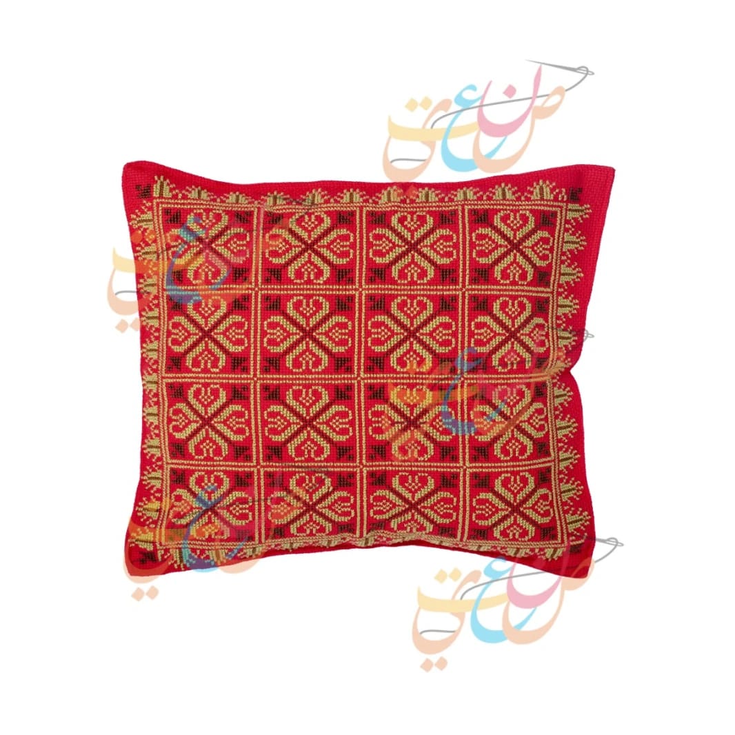 Embroidered Cushion Cover | Red & Green