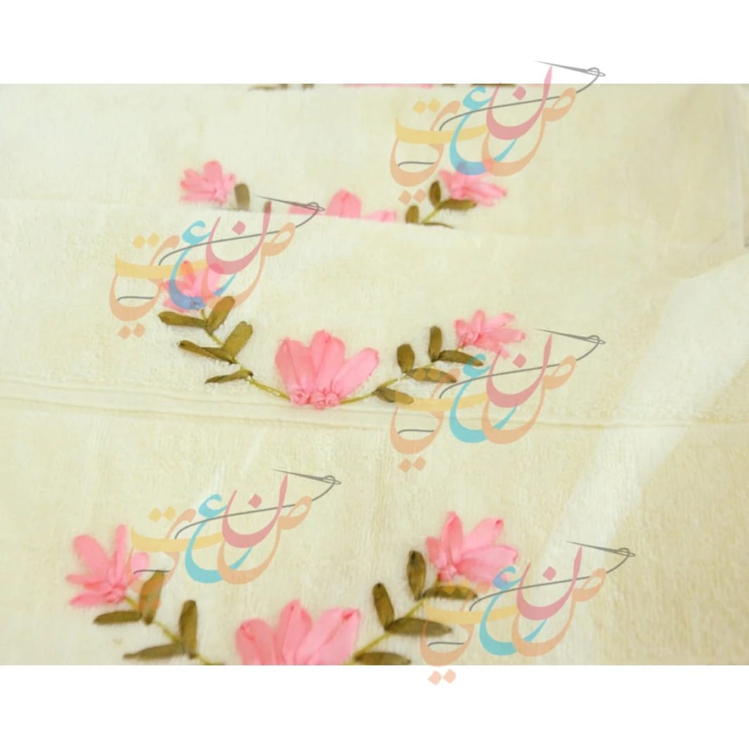 Ribbon Embroidery Bath Towels - Flowers Pattern Design
