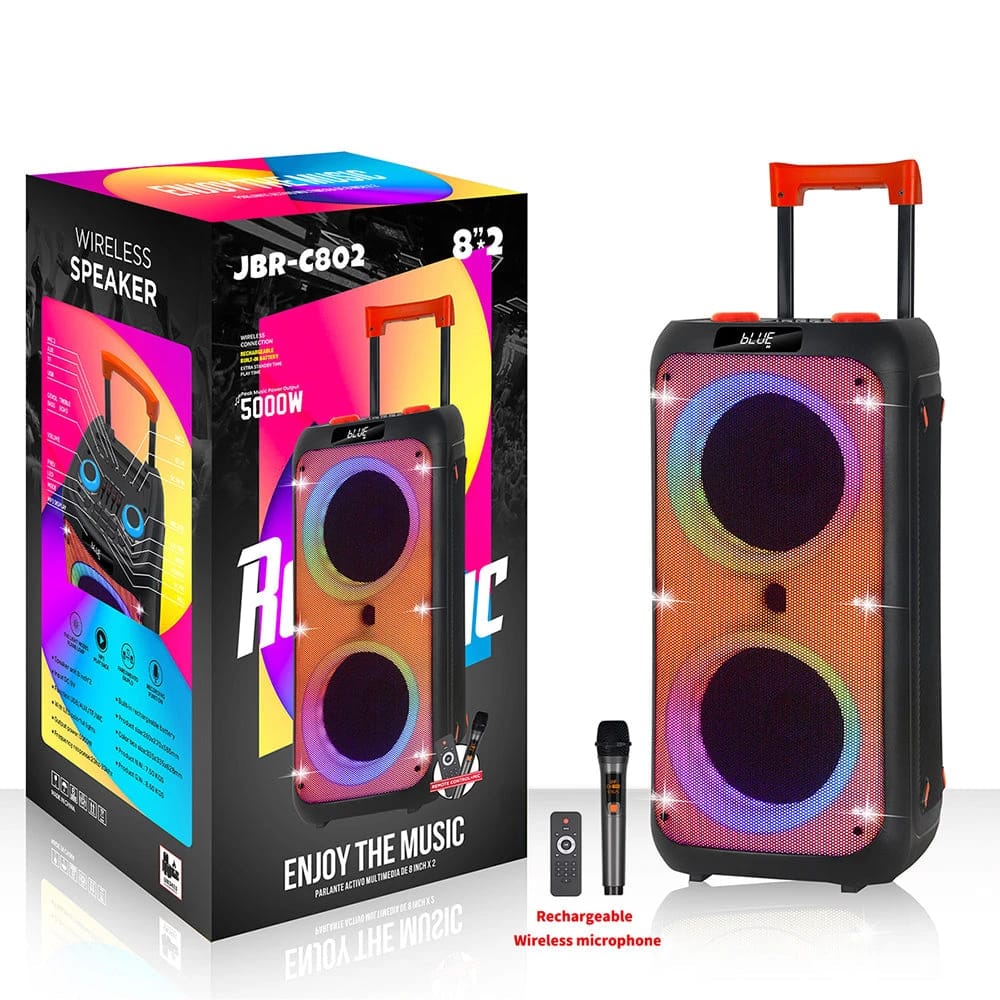Jbr-c802 RGB Super Bass Wireless Karaoke Speakers