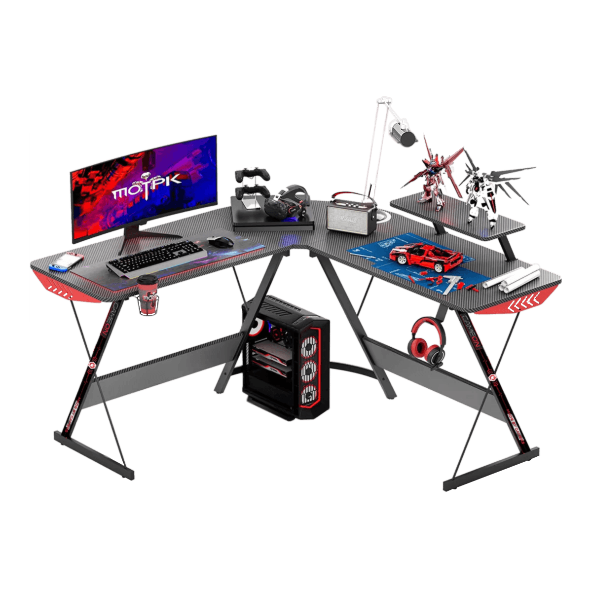 Gameon L-shaped Slayer i Series Gaming Desk (129x129x74cm)