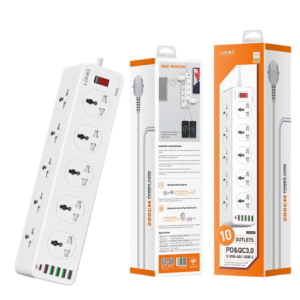 Ldnio SC10610 30W 6-Port USB Charger Power Strip