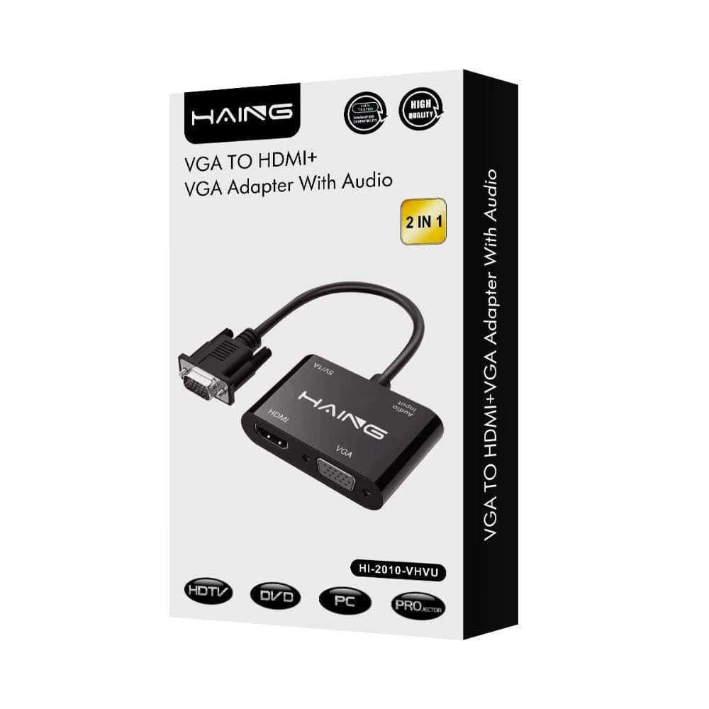 Haing VGA to HDMI+VGA Adapter with Audio