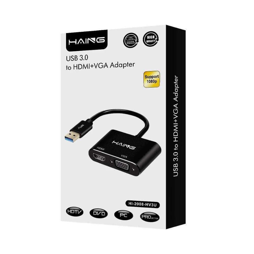 Haing USB 3.0 to HDMI + VGA Adapter High Quality
