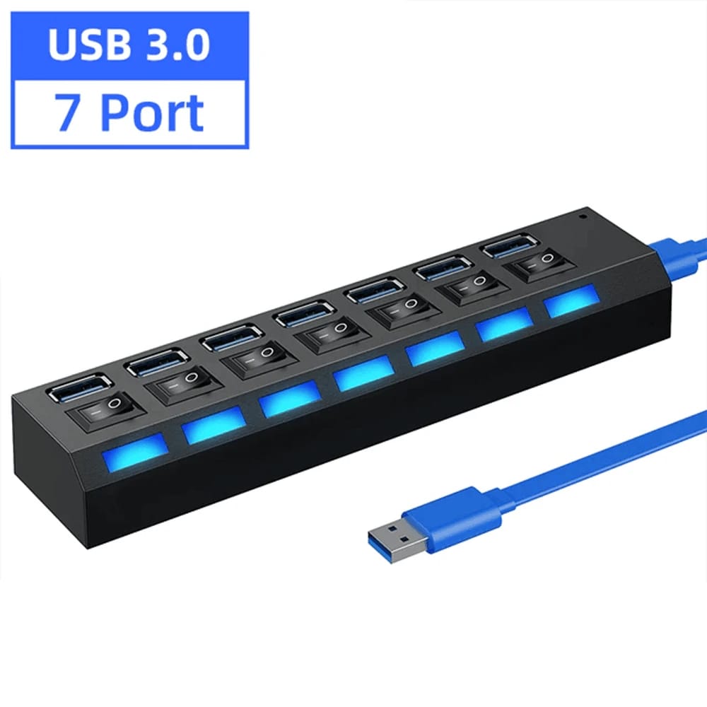 USB 3.0 Hub Multi USB Splitter 7 Port with Switch