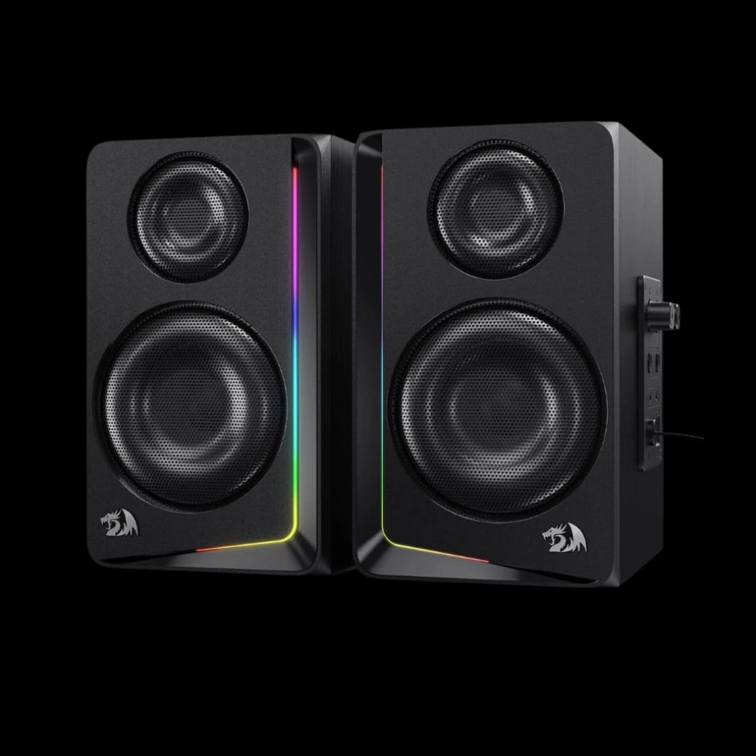 Redragon GS812 Wireless RGB Wooden Desktop Speakers, 2.0 Channel Bookshelf