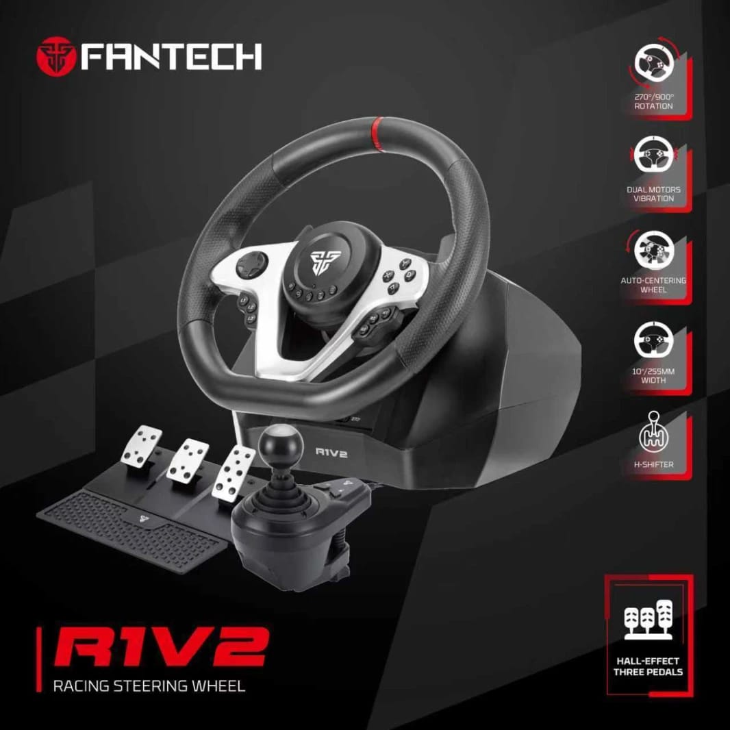Fantech R1V2 Racing Steering Wheel with Dual-Motor Vibration