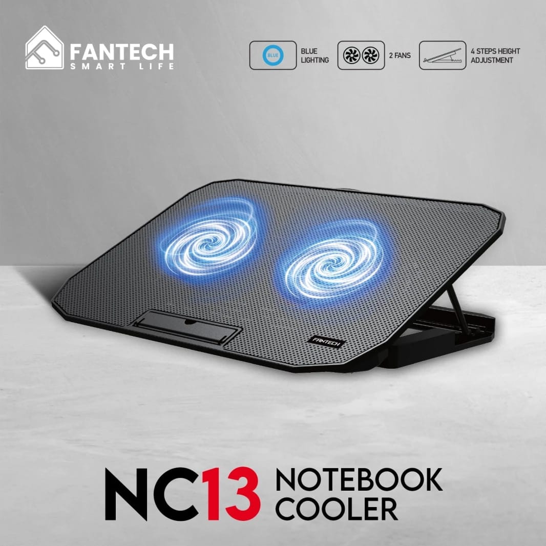Fantech Notebook Cooler NC13 with Dual Fans for 9-15.6 Inch Laptops