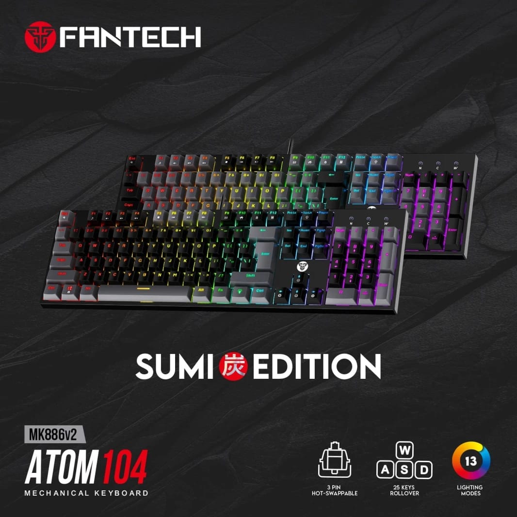 Fantech Atom TKL MK886V2 104 Keycaps Mechanical Keyboard