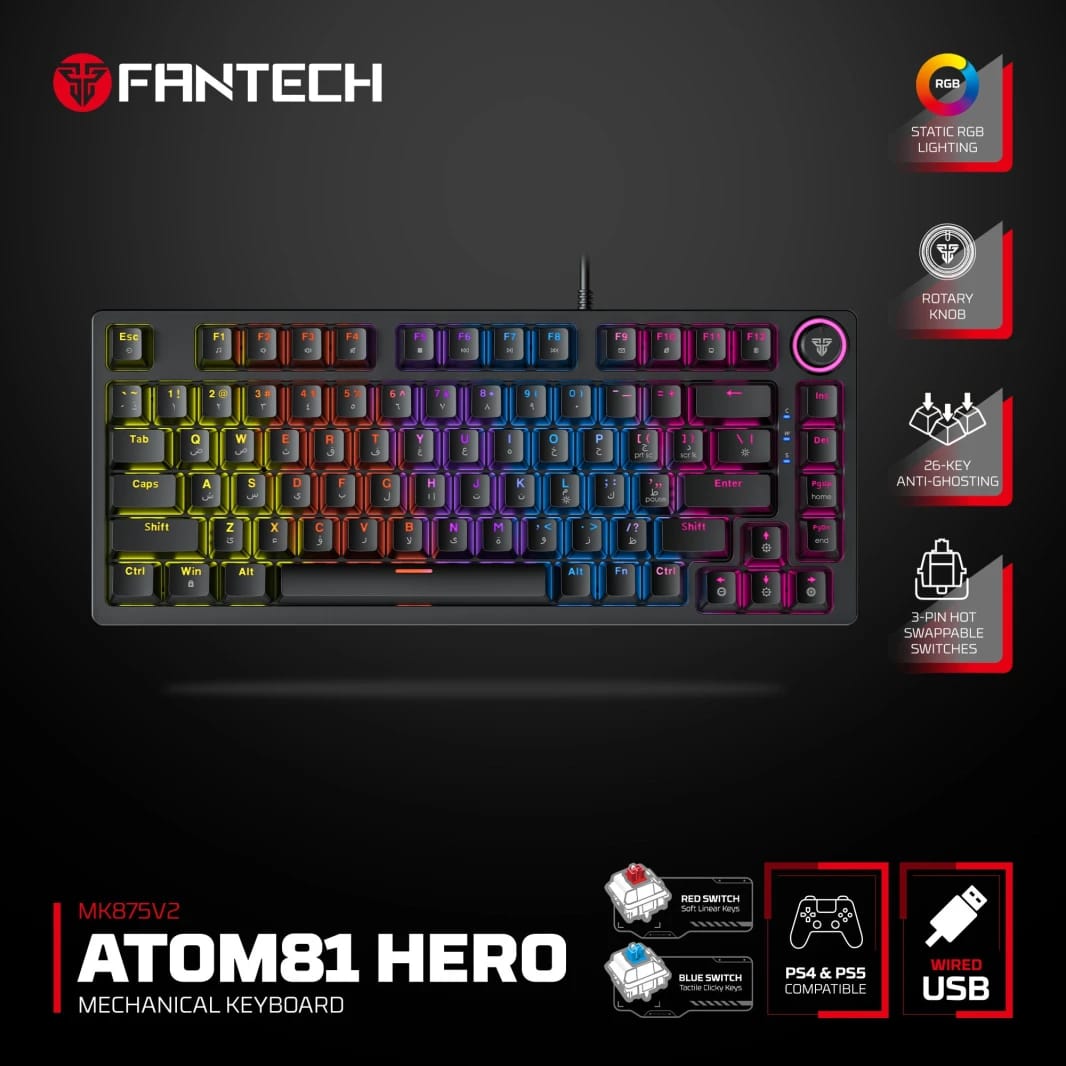 Fantech Hero MK875V2 RGB Gaming Keyboard (PS5, PS4, PC)