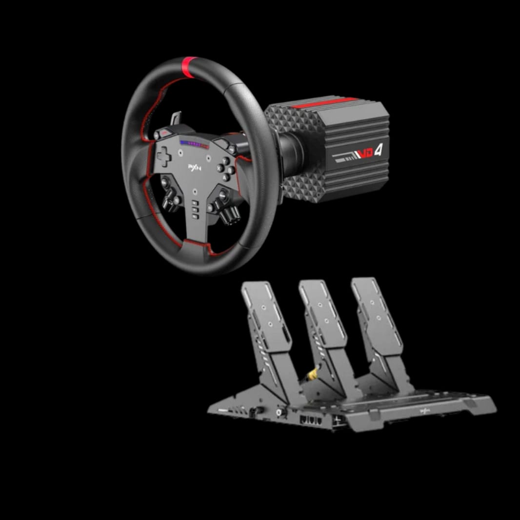PXN VD4 Racing Wheel Bundle with Direct Drive Servo Motor Base and 2-Pedal Set for PC