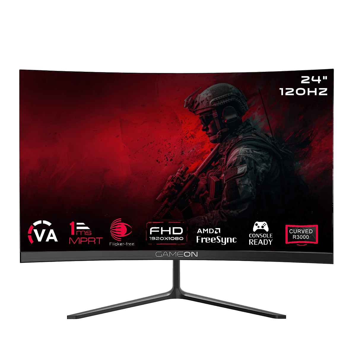 شاشة الألعاب GAMEON GOC24F120VA برو سيريز 24" FHD منحنية - أسود