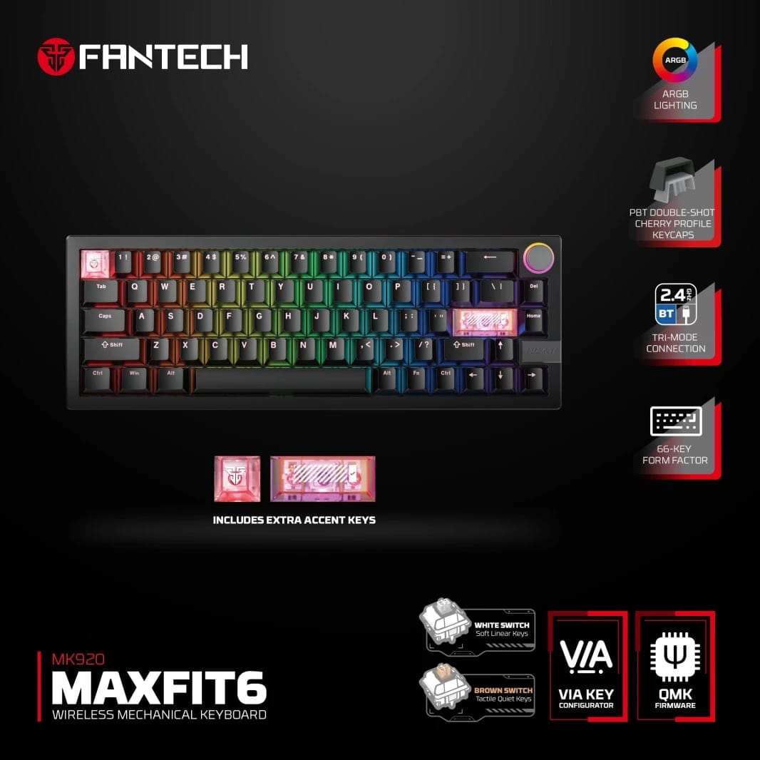 Fantech Mk920 Maxfit6 Wireless Mechanical Gaming Keyboard Black