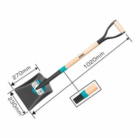 Total Garden Steel Shovel with Wooden Handle