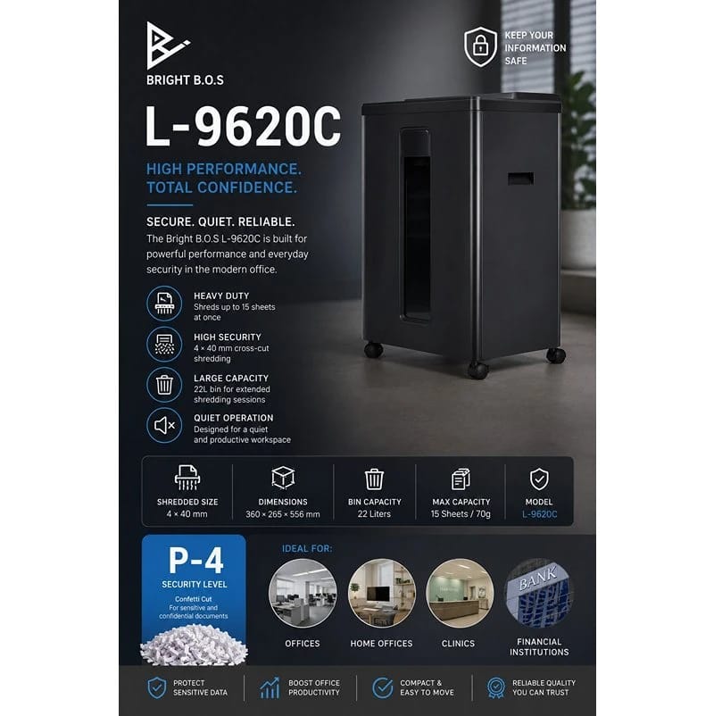 BRIGHT B.O.S L-9620C Paper Shredder