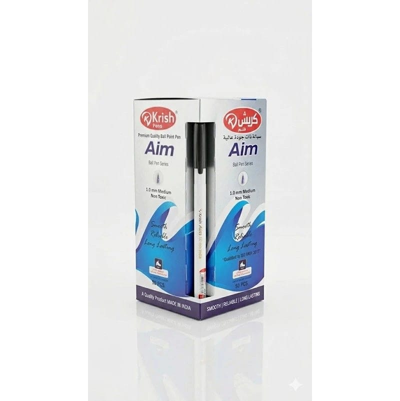 AIM 1.0mm علبة تعبئة 50 أقلام أسود
