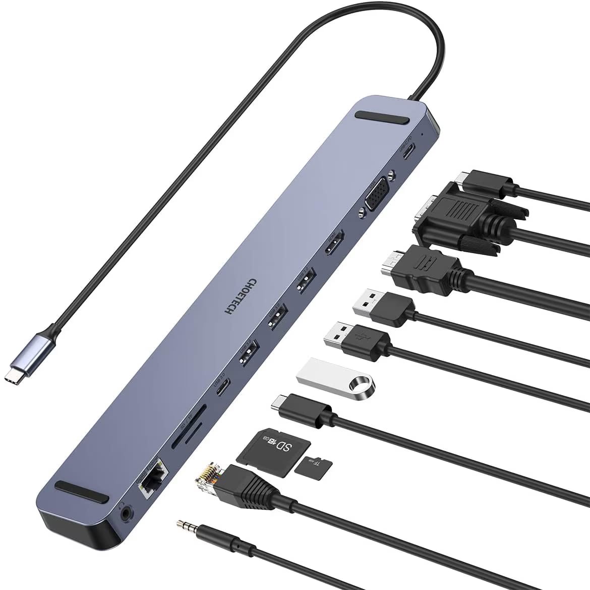 Choetech 11 In 2 Laptop USB C Docking Station Dual Monitor