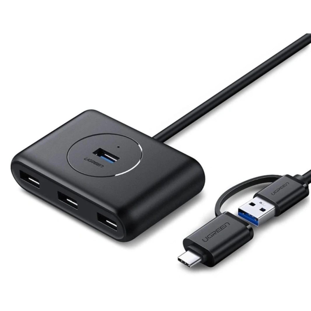موزع يو اس بي من يوغرين 4 منافذ USB 3.0 مع كابل USB-A وUSB-C بطول 1 متر