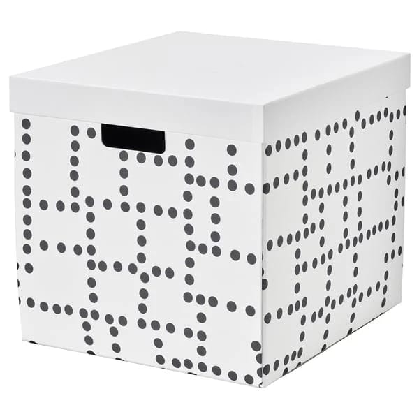 Storage Box with Lid, Green/Dotted, 25x35x16 cm