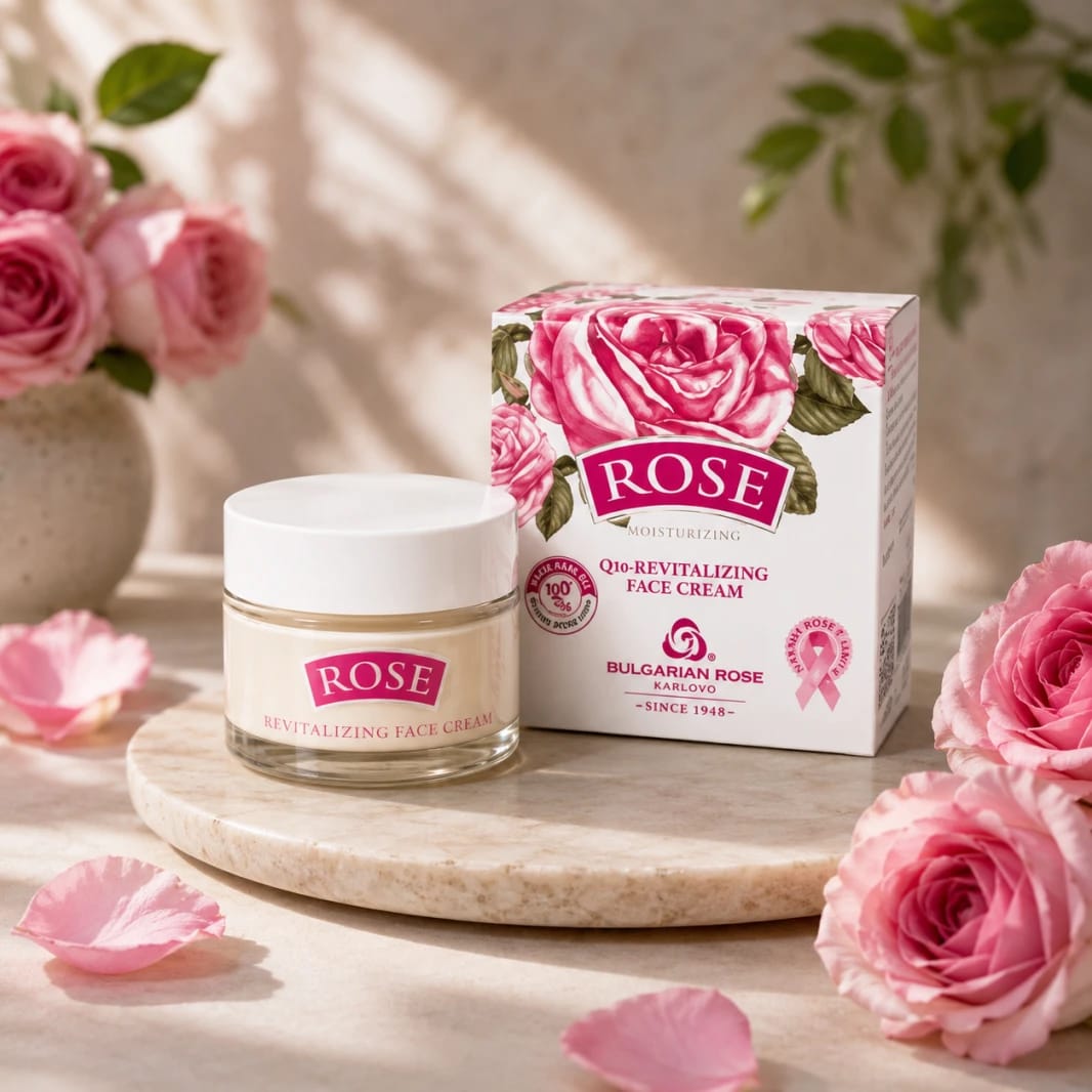 Rose Original Hydrating Face Cream with Delicate Design and Natural Ingredients Suited for All Skin Types, Providing Nutrition and Radiance