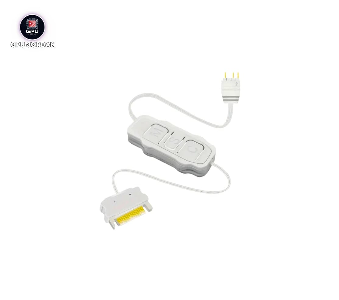 وحدة تحكم إضاءة ARGB يدوي هيدر 5V 3-Pin مع مزود طاقة SATA باللون الأبيض