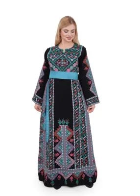  ثوب لوزة اسود و اخضر