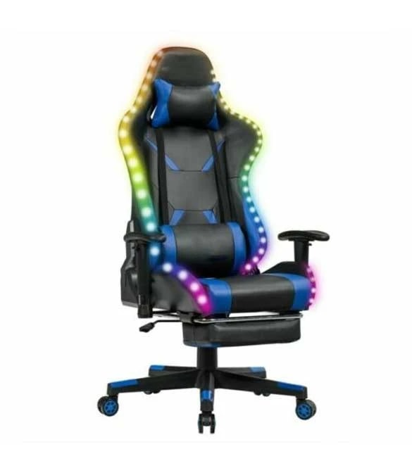 COSTWAY LED Light Gaming Chair - Black&Blue