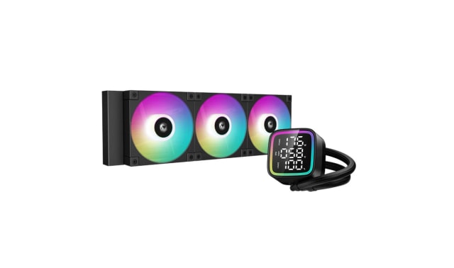 DeepCool LD360 Liquid Cooler 360mm 5th Gen Pump 3400 RPM AIO Real-time CPU Status Screen Anti-Leak ARGB Fans & Dual Gradient Halo Effect Mirror