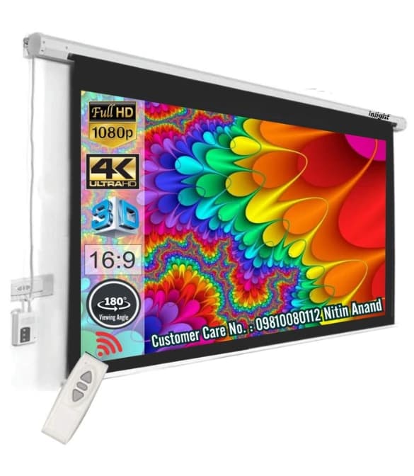 Motorized Wall-Mounted Projector Screen (2m x 2m) with Remote