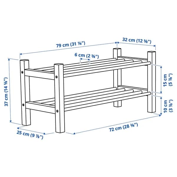Shoe rack, black, 79x32x37 cm