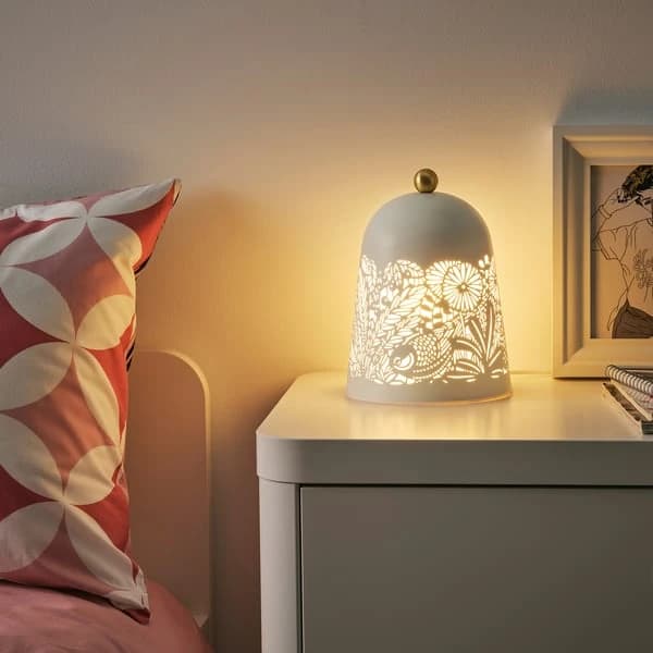 مصباح طاولة LED، أبيض/لون نحاسي