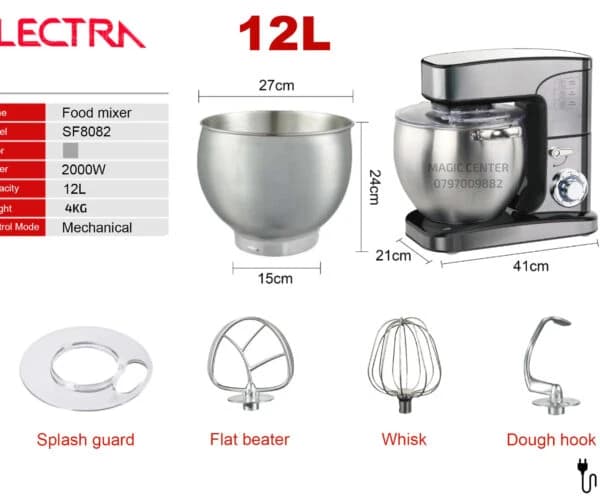 Electra Mixer with 12L Capacity, 2000W