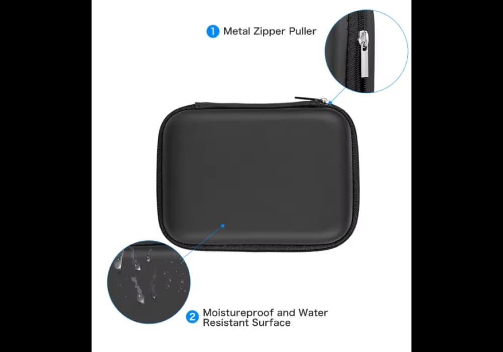 Pouch 2.5" External Hard Drive Case Semi Hard Shell - Black