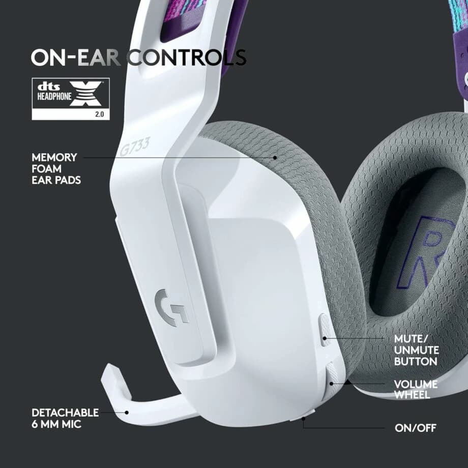 Logitech – Gaming Headsets – Wireless – G733 LIGHTSPEED Wireless Gaming Headset – White