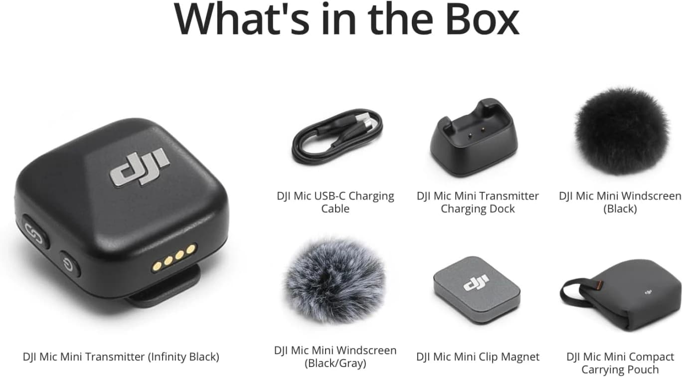 DJI Mic Mini Noise Cancelling Transmitter Wireless Microphone – Black