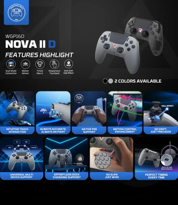 Fantech NOVA II D WGP16D Controller Hall Effect (PS5) - Grey